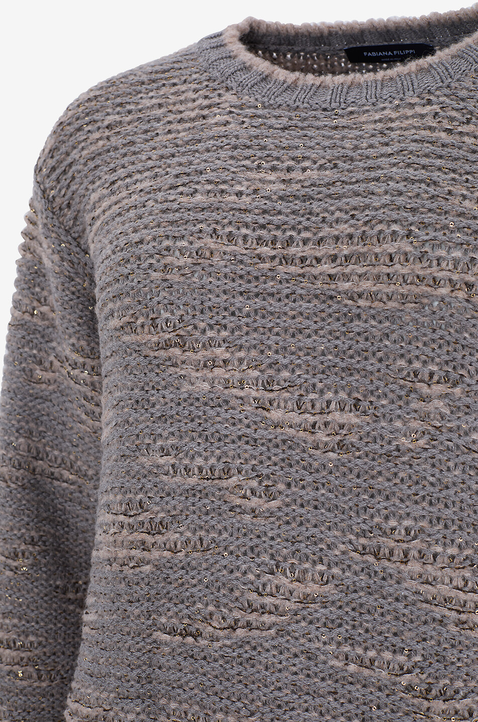 FABIANA FILIPPI Chiné-Pullover mit Rundhalsausschnitt aus Mischschurwolle Damen BRAUN 3