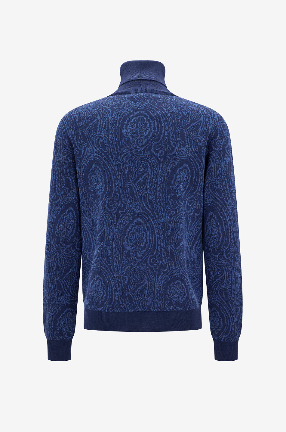 ETRO Pull jacquard à col roulé en laine mélangé motif Arnica Homme BLEU FONCE 2