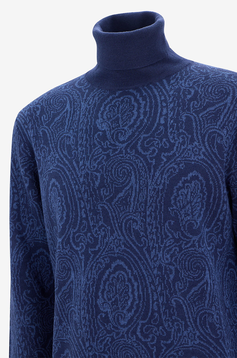ETRO Pull jacquard à col roulé en laine mélangé motif Arnica Homme BLEU FONCE 3