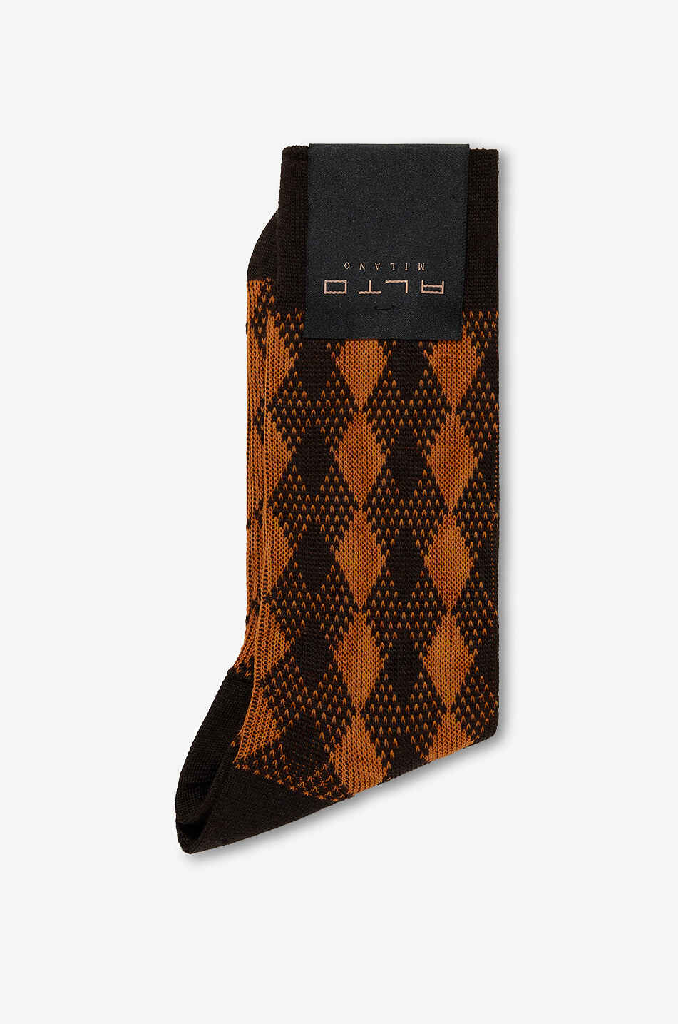 ALTO MILANO Hohe Fantasie-Socken aus Mischschurwolle Basalto Herren DUNKELBRAUN 1