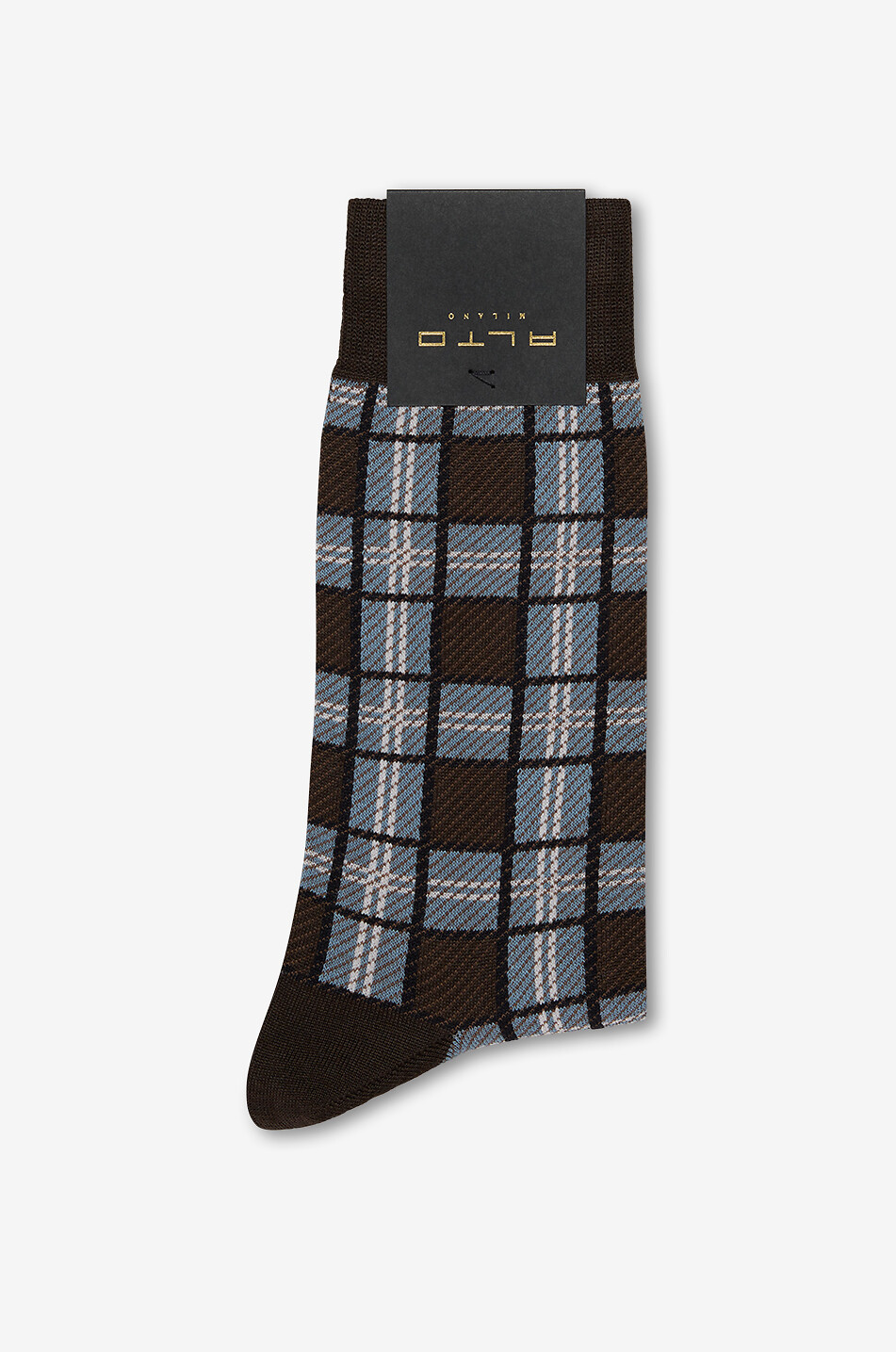 ALTO MILANO Hohe Fantasie-Socken aus Mischschurwolle Fjord Herren DUNKELBRAUN 1