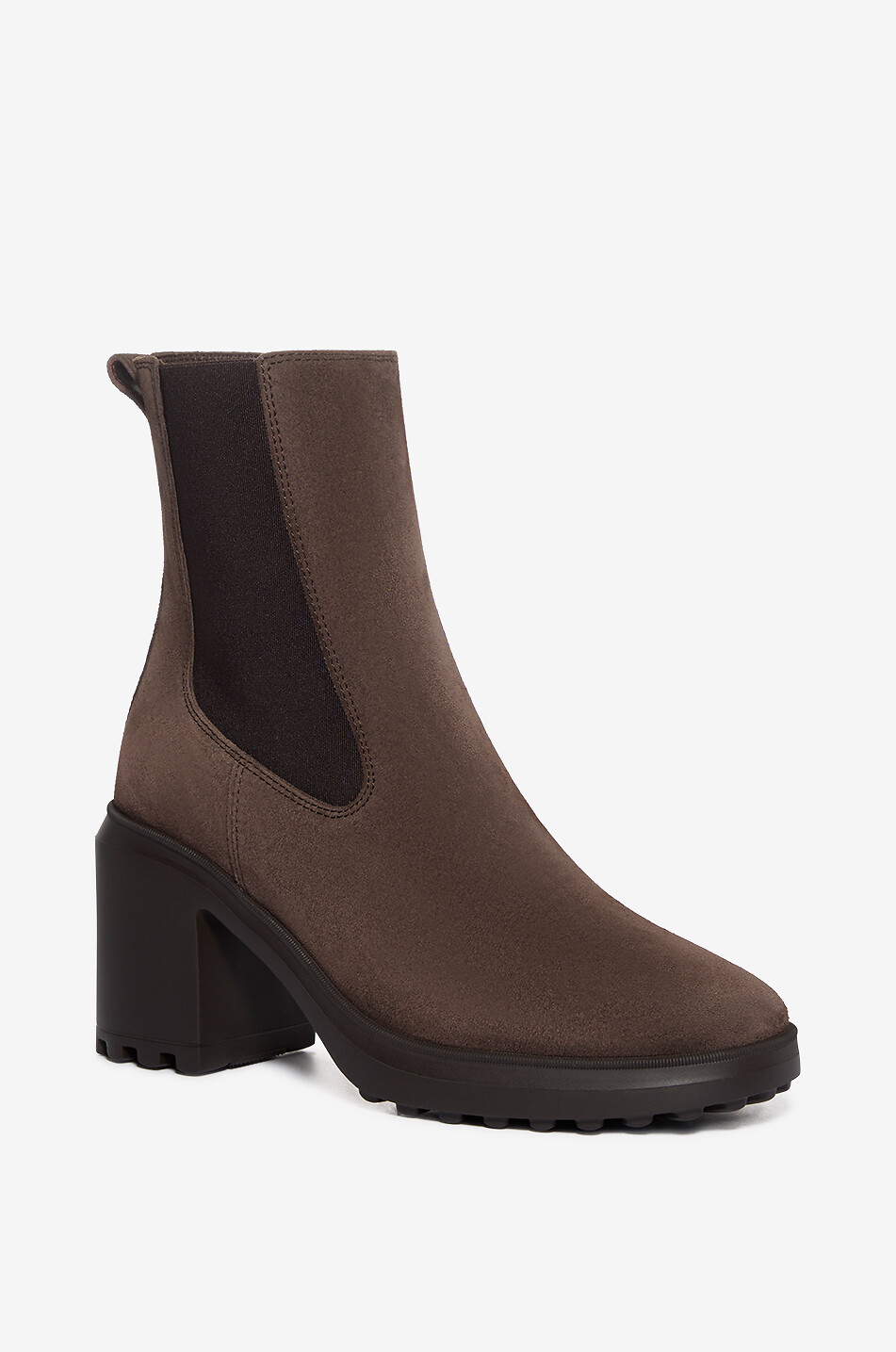 HOGAN Bottines chelsea à talon carré en cuir de veau H724 Femme MARRON FONCÉ 1