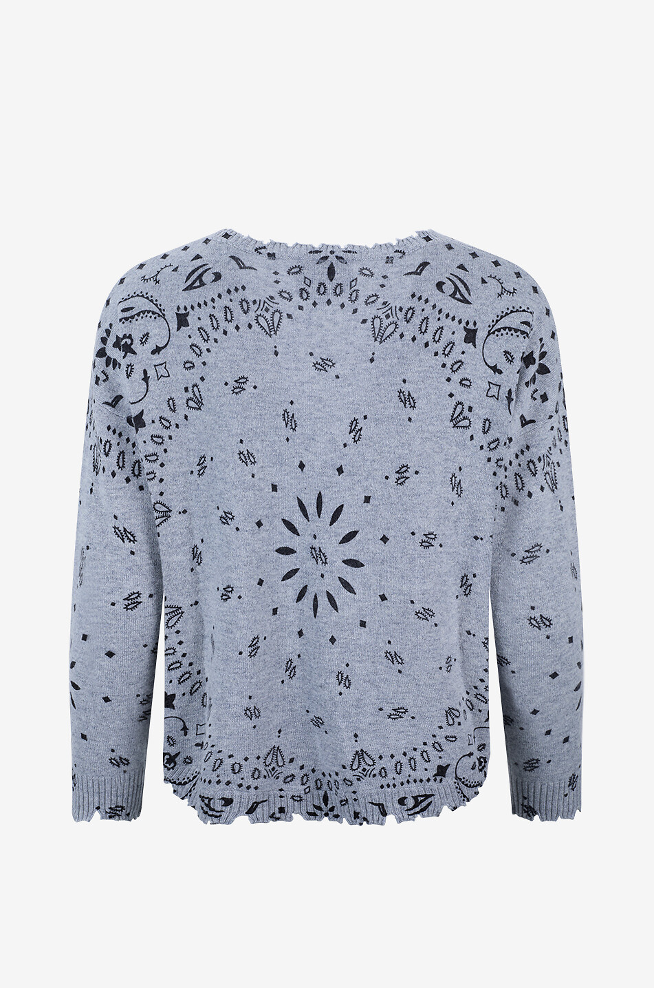KUJTEN Pull à col rond en cachemire Mela Bandana Femme GRIS 2