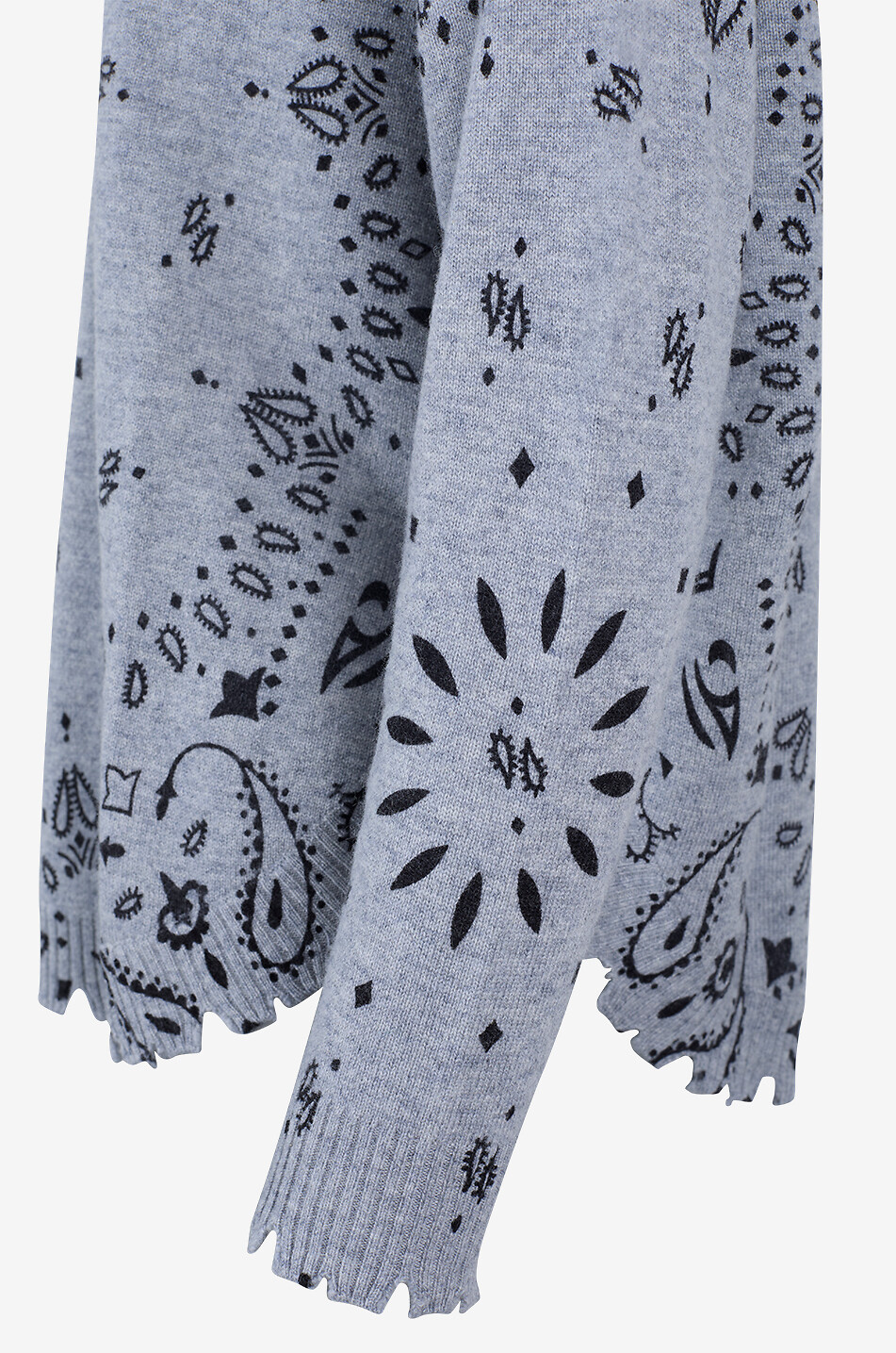 KUJTEN Pull à col rond en cachemire Mela Bandana Femme GRIS 3