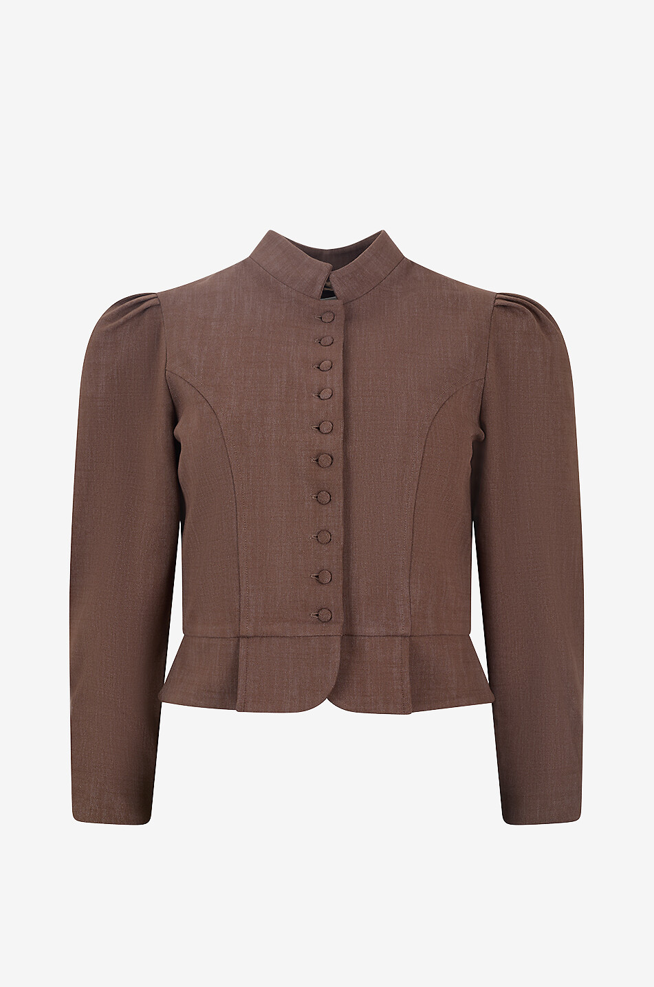 DESTREE Amoako Stretch lightweight short officer-collar puff-sleeve jacket Women BROWN 1