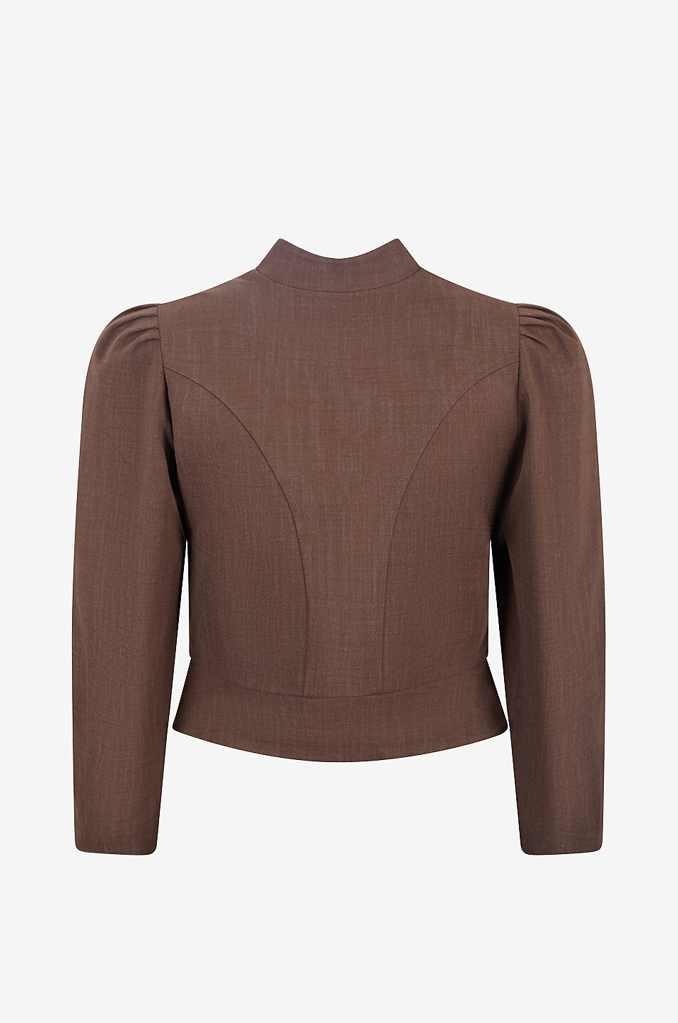 DESTREE Amoako Stretch lightweight short officer-collar puff-sleeve jacket Women BROWN 2