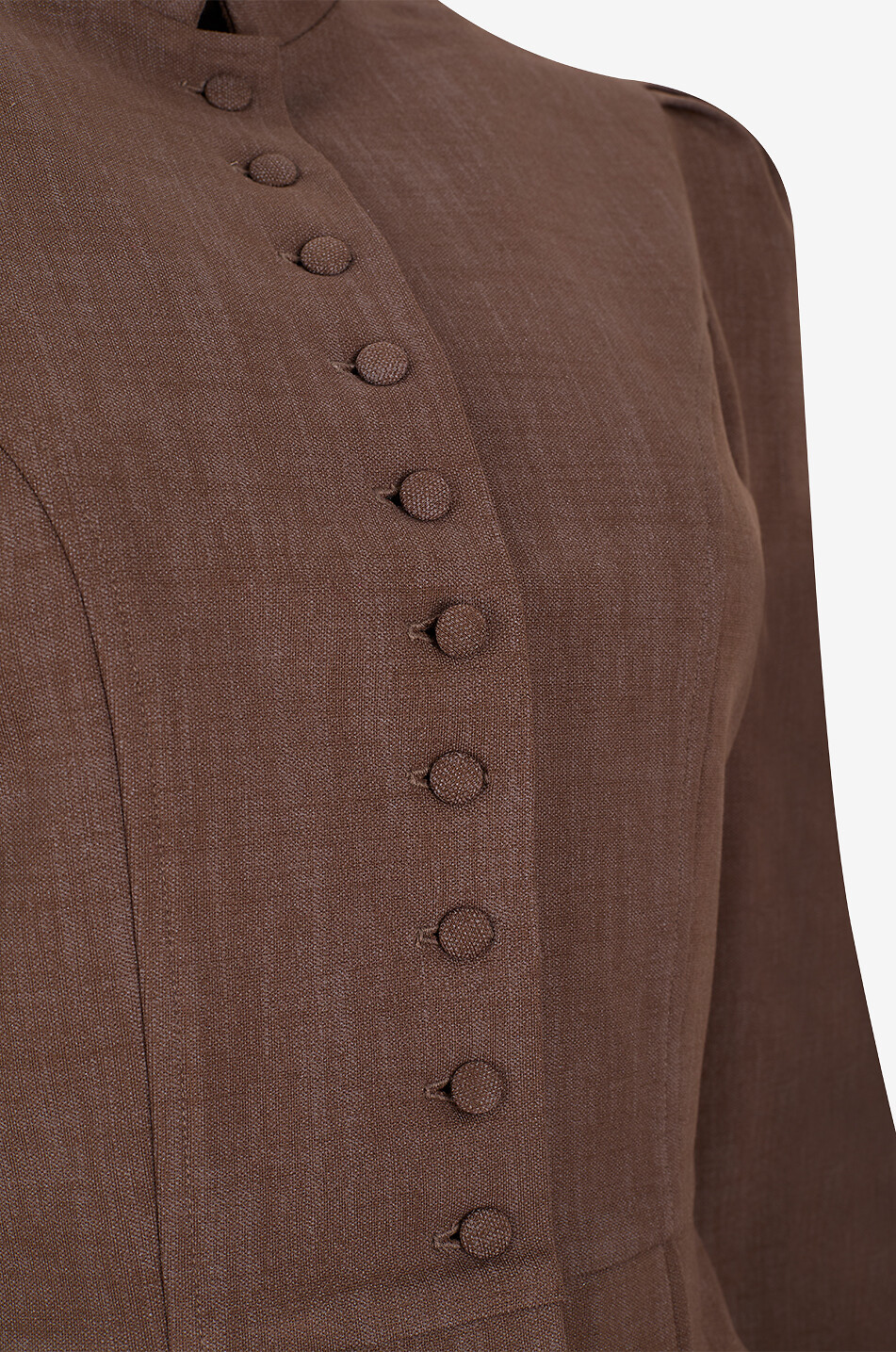 DESTREE Amoako Stretch lightweight short officer-collar puff-sleeve jacket Women BROWN 3
