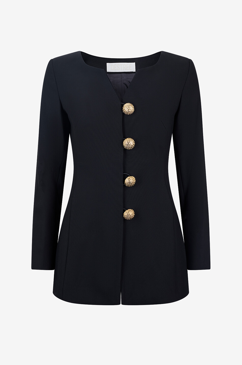 DESTREE Claude Textured lightweight tailored square-neck jacket Women BLACK 1