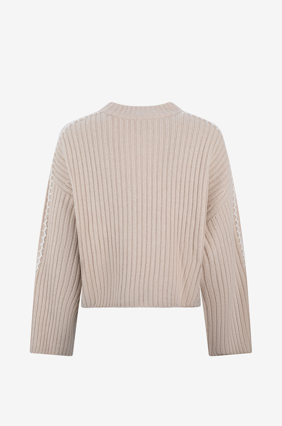 KUJTEN Gerippter Kaschmirpullover mit Rundhalsausschnitt Ilana Damen Hellbeige 2