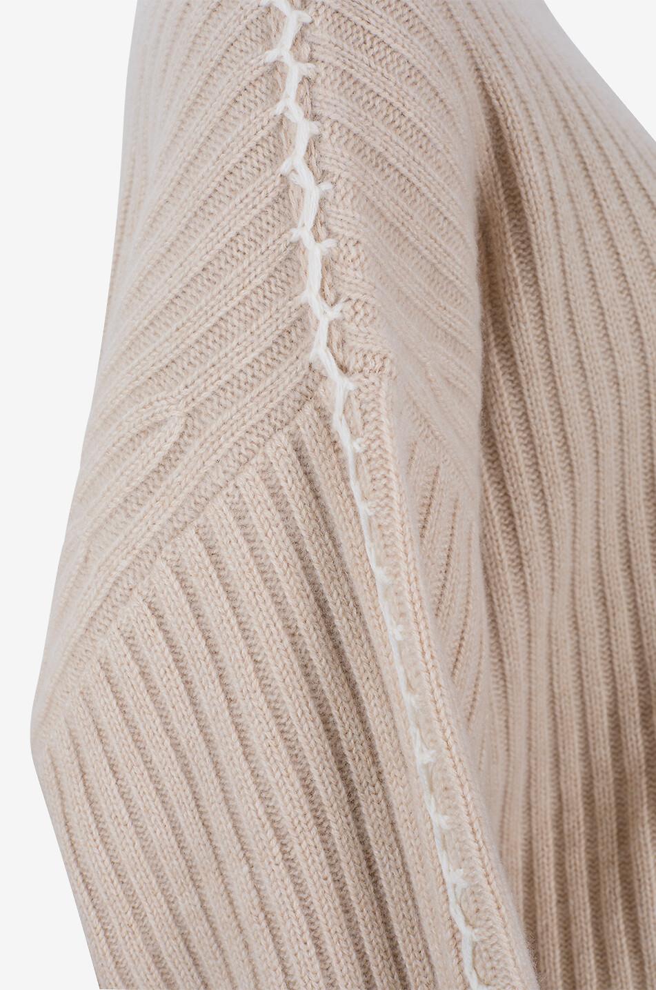KUJTEN Gerippter Kaschmirpullover mit Rundhalsausschnitt Ilana Damen Hellbeige 3