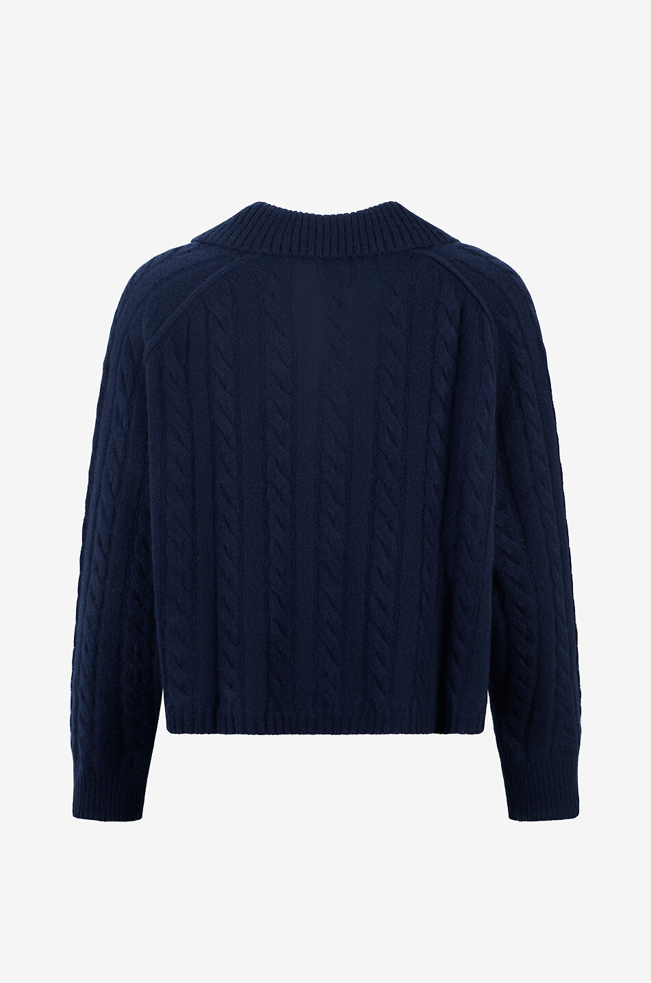 KUJTEN Pull col polo en maille torsadée de cachemire Aenora Cable Femme BLEU FONCE 2