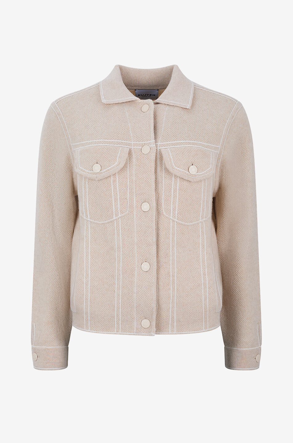 KUJTEN Jessinora short cashmere shirt-collar jacket Women Light beige 1
