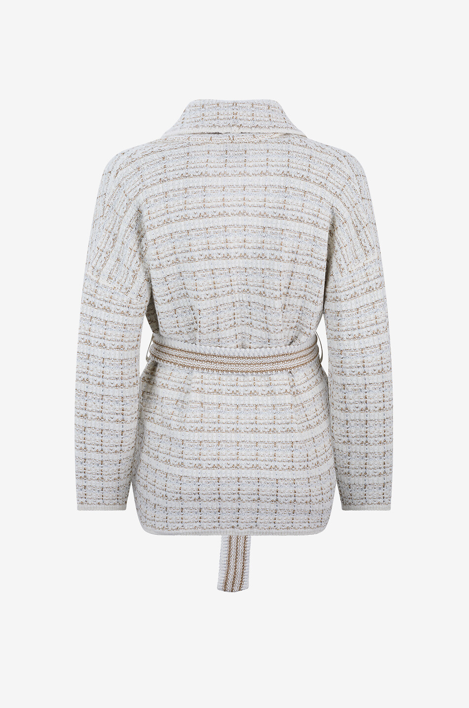 KUJTEN Cardigan à col à revers en cachemire tweed Miko Tweed Femme BLANC CASSE 2