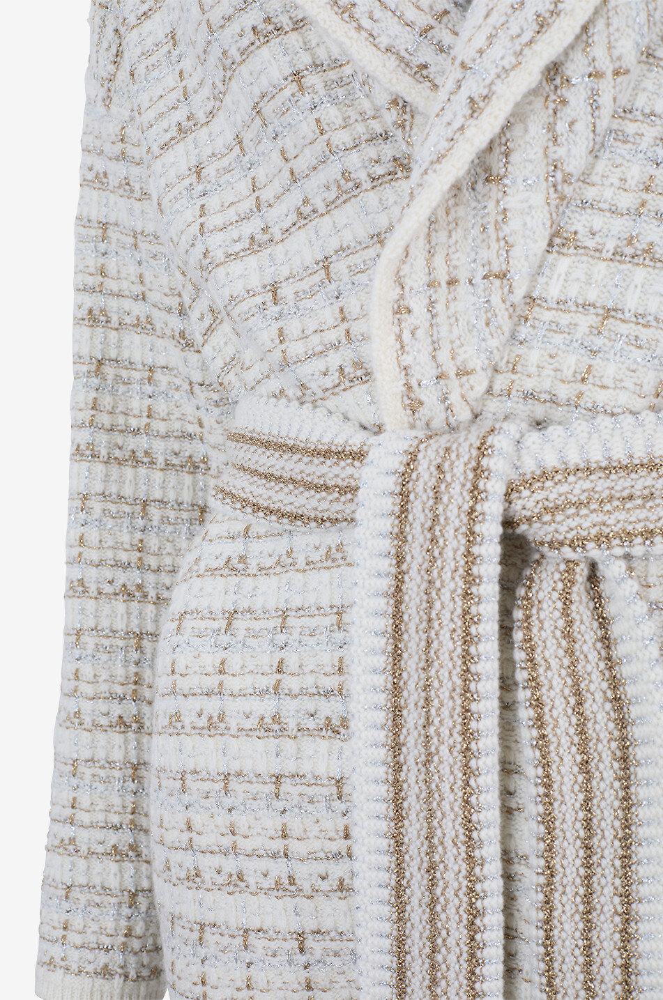 KUJTEN Cardigan à col à revers en cachemire tweed Miko Tweed Femme BLANC CASSE 3