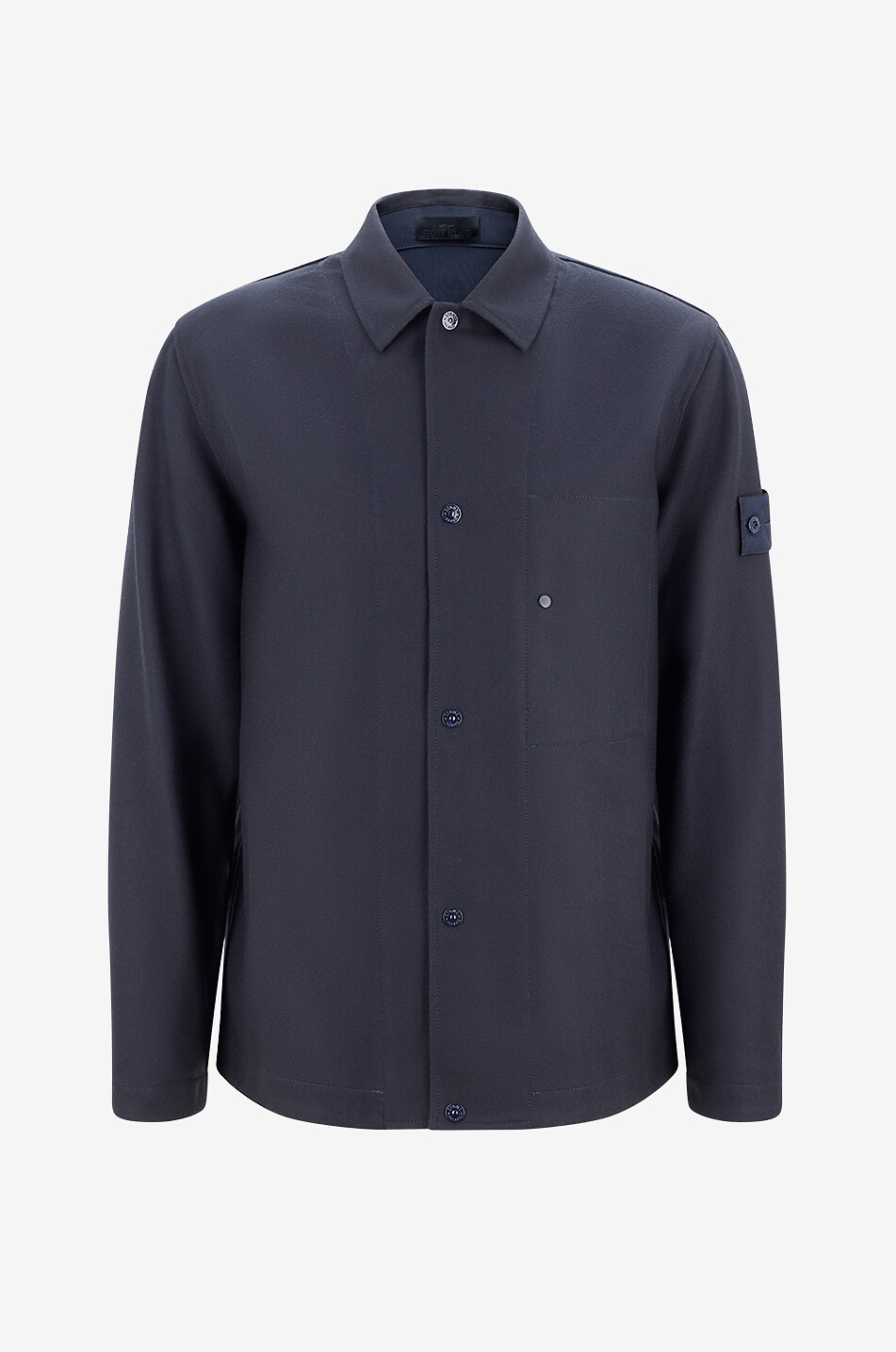 STONE ISLAND Surchemise droite avec poche poitrine 1200020 Wool Nylon Flannel_S.I. GHOST Homme BLEU FONCE 1