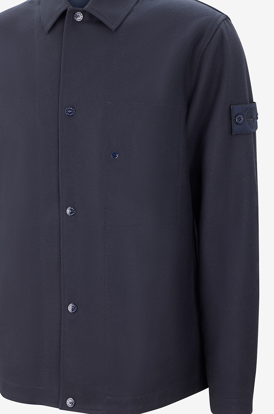 STONE ISLAND Surchemise droite avec poche poitrine 1200020 Wool Nylon Flannel_S.I. GHOST Homme BLEU FONCE 3