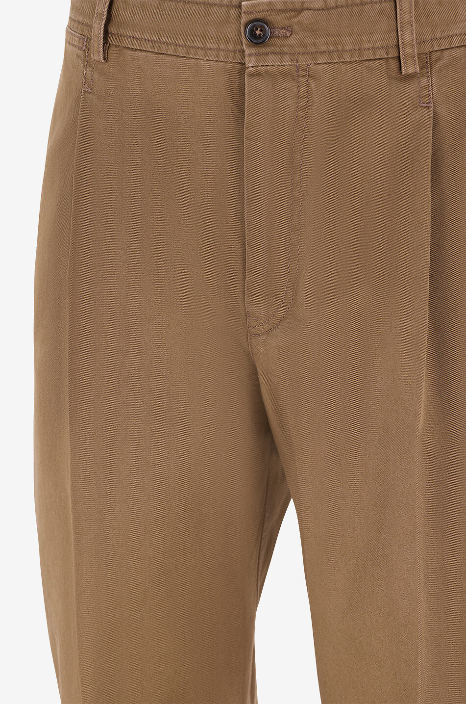 PT TORINO Pantalon chino droit à pince en coton Union Homme MARRON MOYEN 3