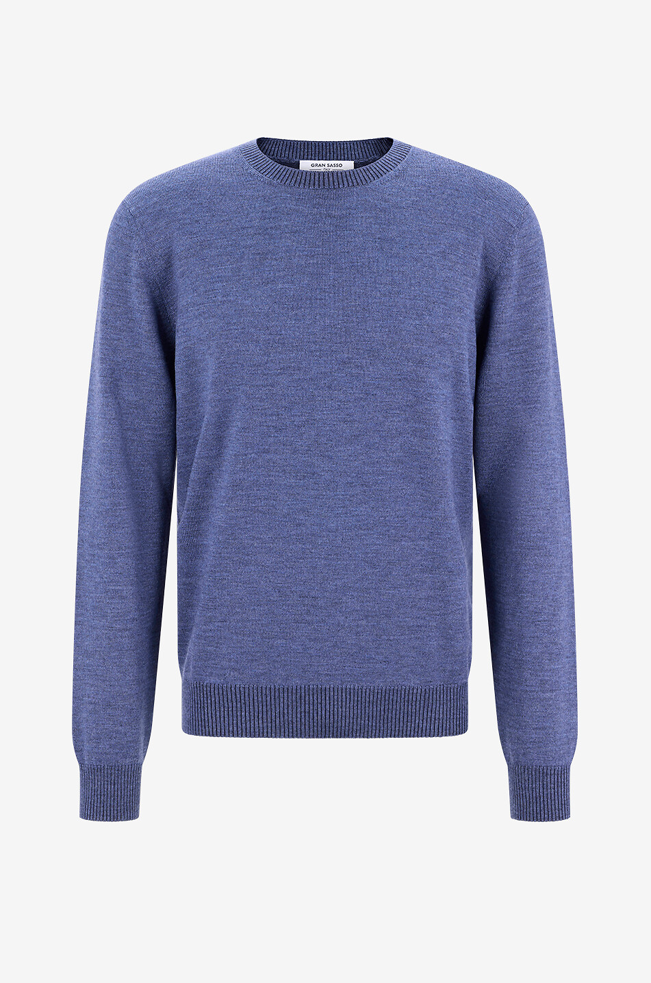 GRAN SASSO Pull à col rond en laine vierge à maille ultra fine Homme BLEU MOYEN 1