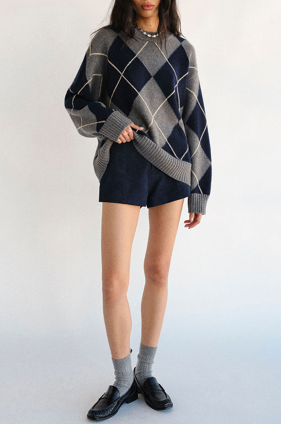 REFORMATION Cove oversized mixed cashmere check jumper Women MULTI COLOURED 5