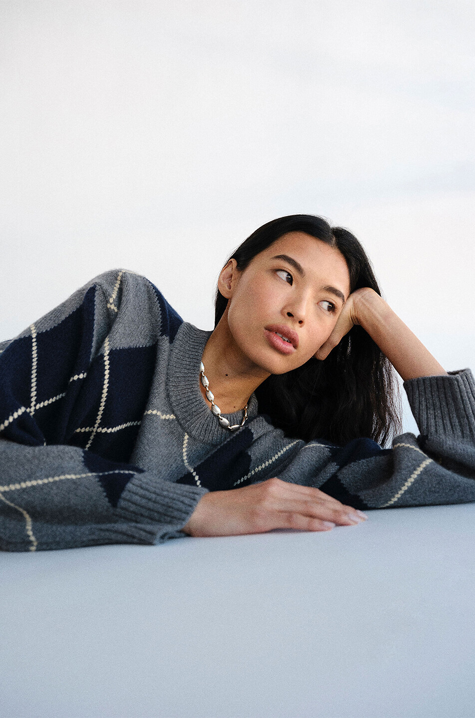 REFORMATION Cove oversized mixed cashmere check jumper Women MULTI COLOURED 4