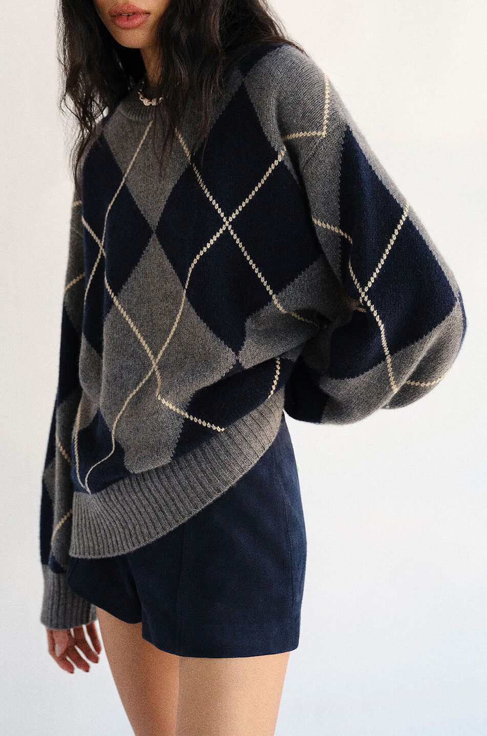 REFORMATION Cove oversized mixed cashmere check jumper Women MULTI COLOURED 3