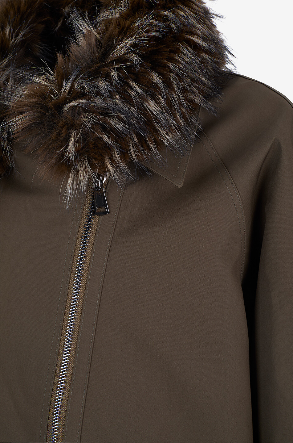 BONGENIE Kurze Oversize-Parka mit Kunstfellkragen Damen DUNKELGRÜN 3