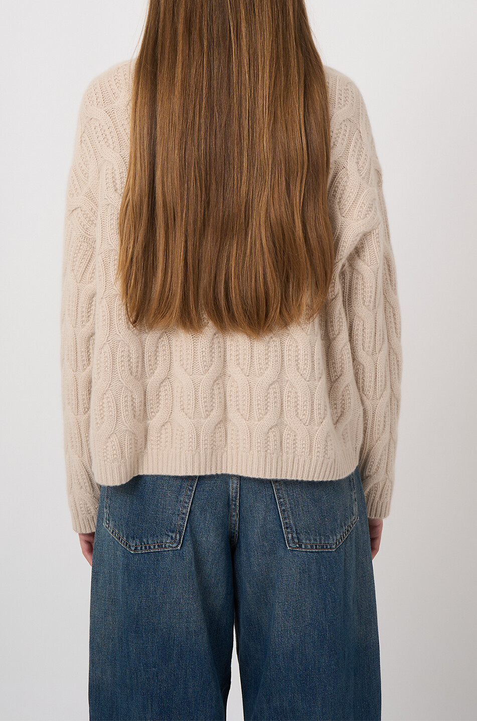 REPEAT Pull à col montant torsadé en cachemire Femme BEIGE 4