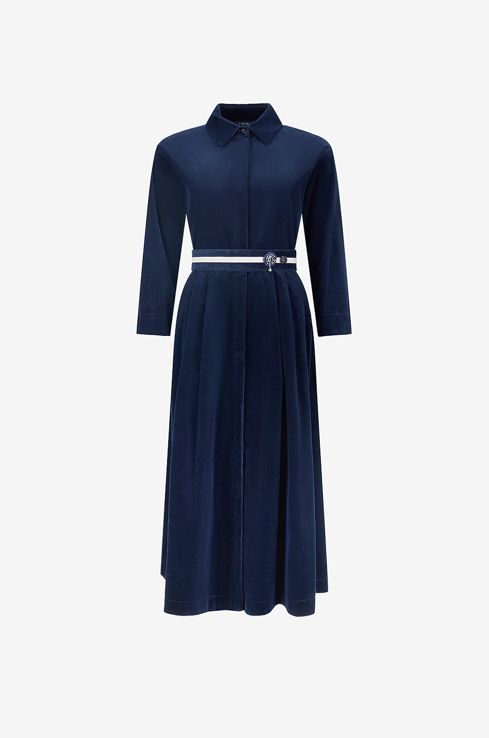 'S MAX MARA Vortice cotton corduroy midi shirt dress Women DARK BLUE 1