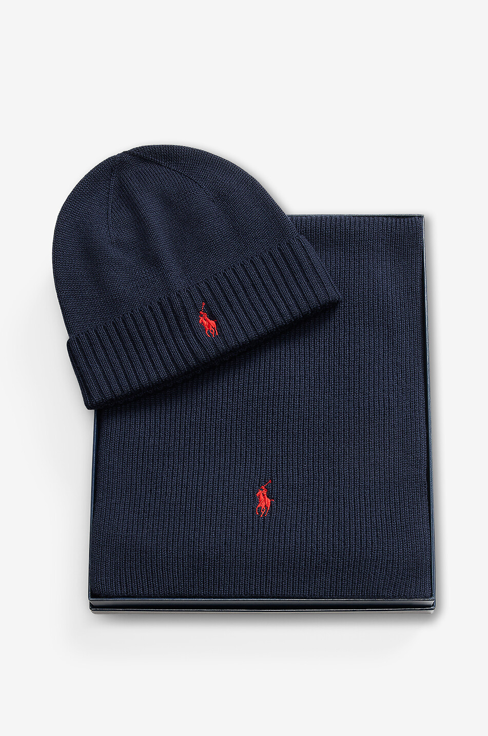 POLO RALPH LAUREN Mützen- und Schal-Set aus Wolle Pony Herren DUNKELBLAU 2