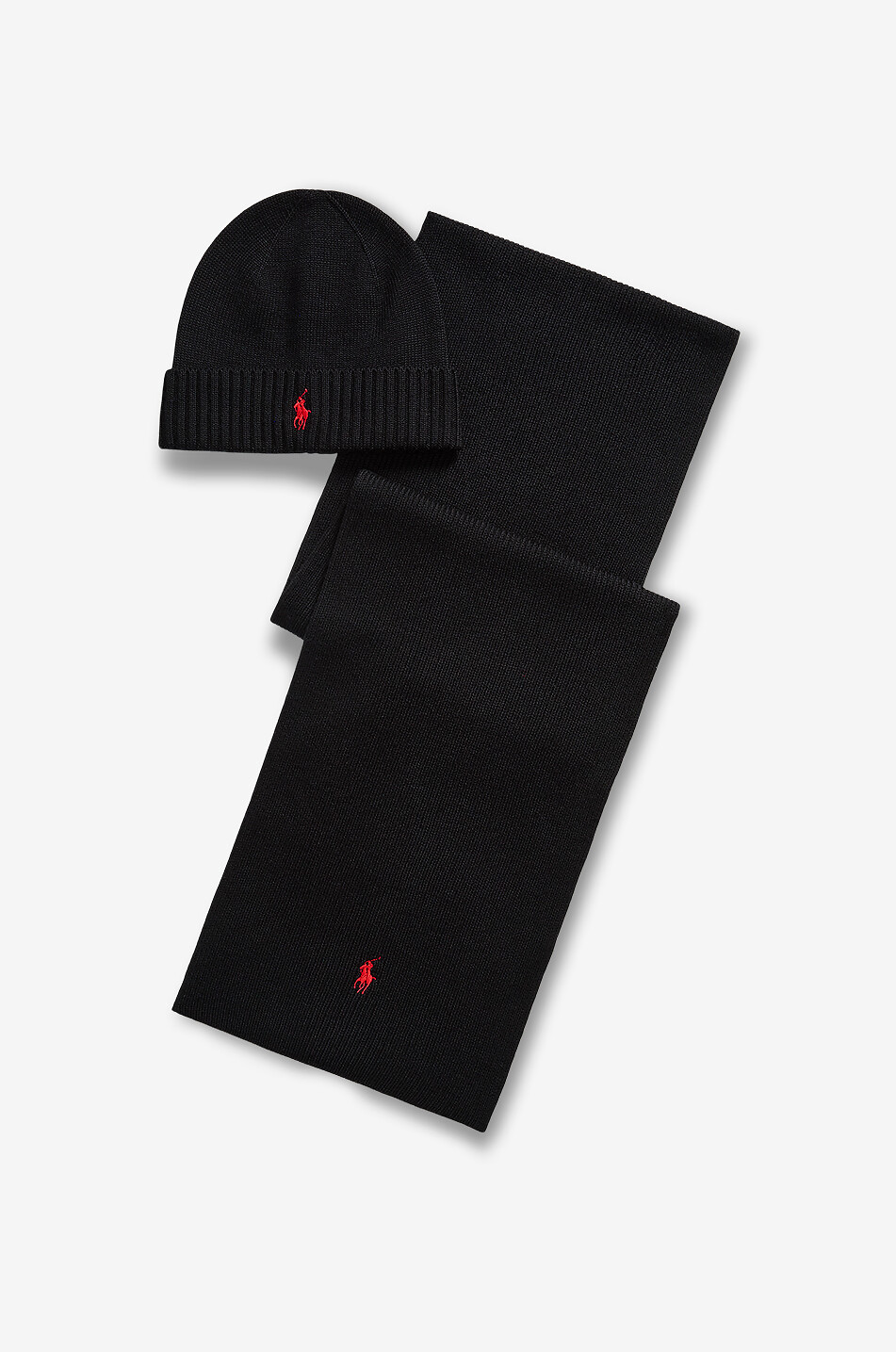 POLO RALPH LAUREN Mützen- und Schal-Set aus Wolle Pony Herren SCHWARZ 1