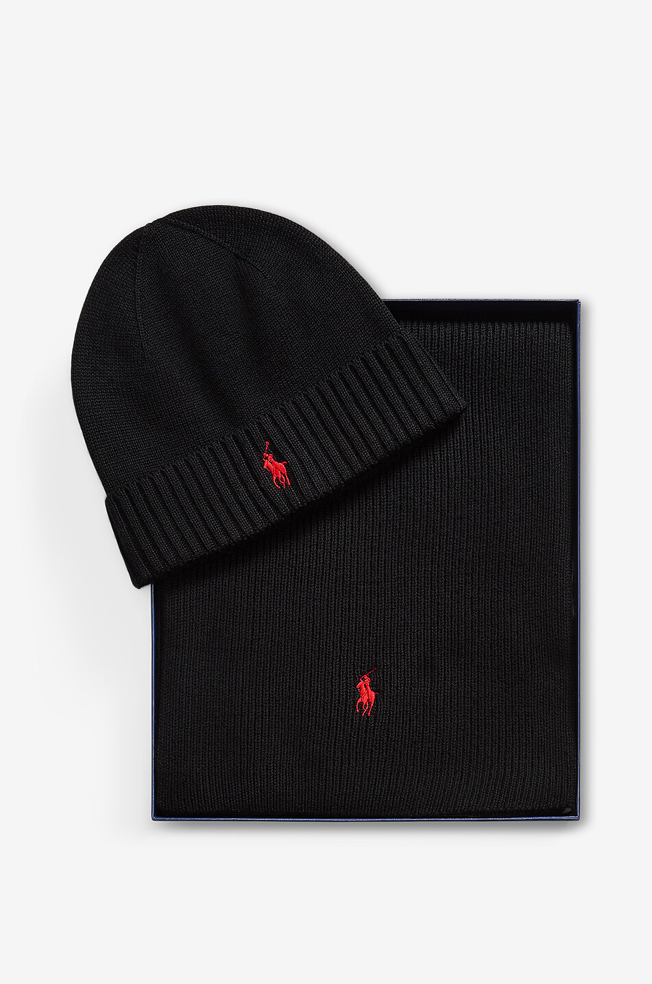 POLO RALPH LAUREN Mützen- und Schal-Set aus Wolle Pony Herren SCHWARZ 2