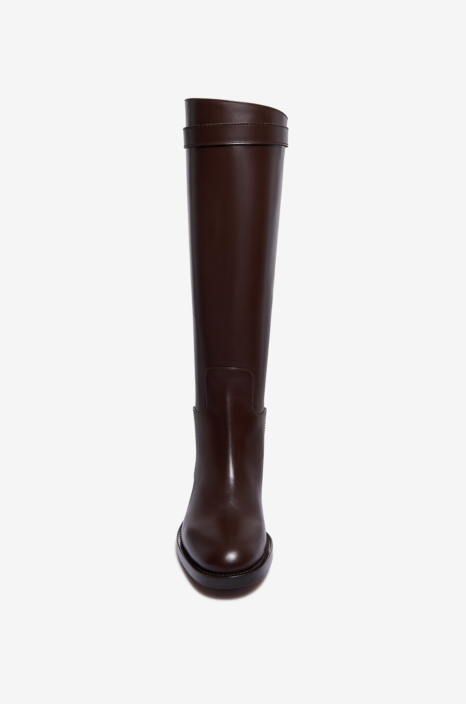 BONGENIE Flache Stiefel aus Kalbsleder mit Schnalle Cavallerizzo Boot Damen DUNKELBRAUN 2
