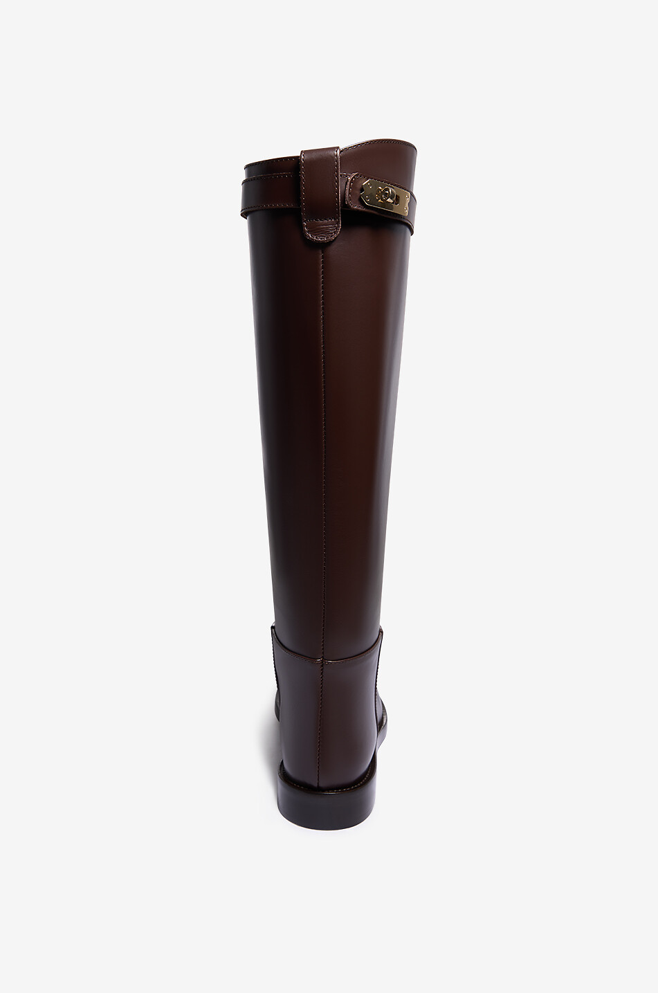 BONGENIE Flache Stiefel aus Kalbsleder mit Schnalle Cavallerizzo Boot Damen DUNKELBRAUN 4