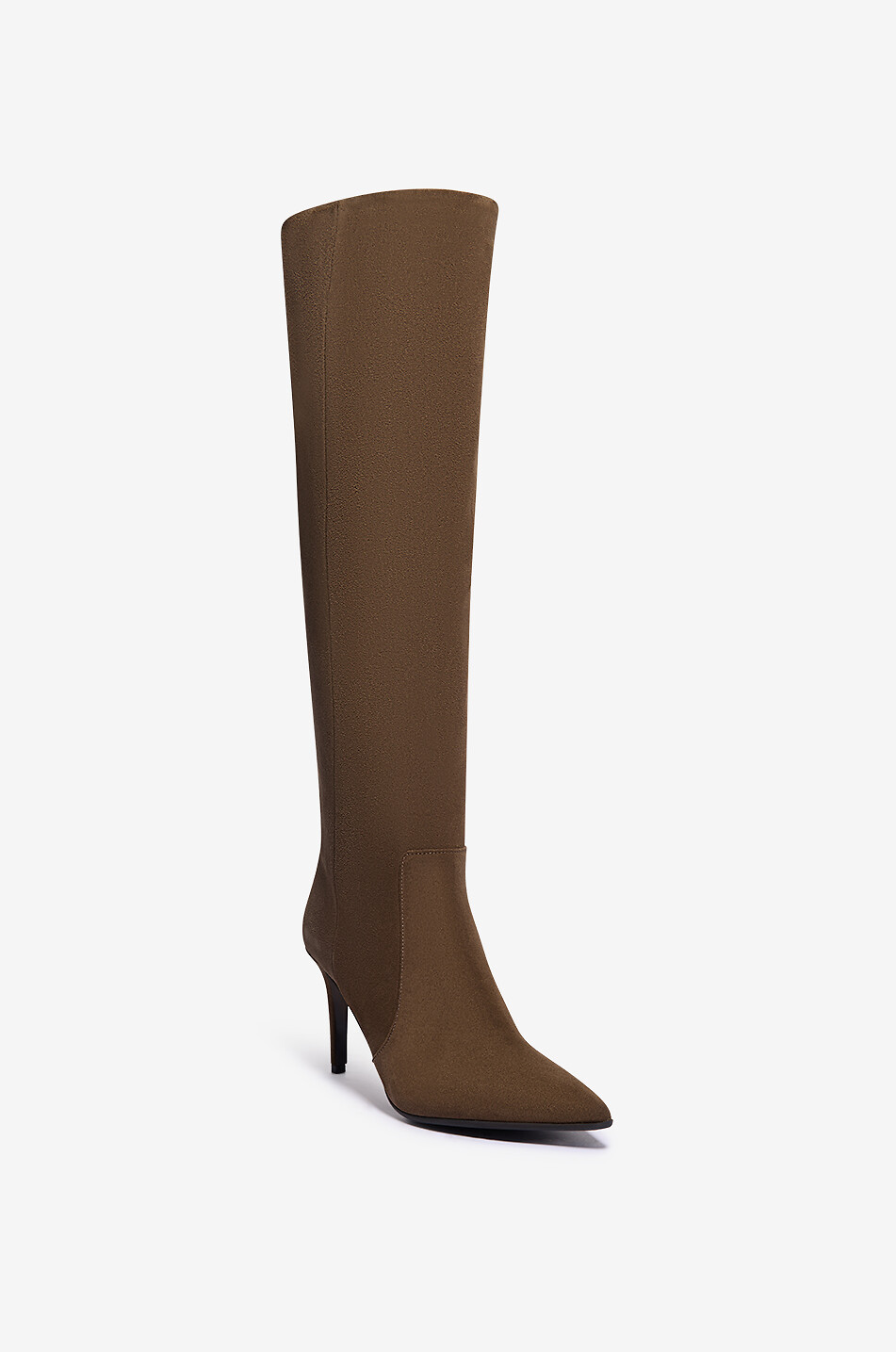BONGÉNIE Bottes à talon aiguille en daim Nataly Femme KAKI 1
