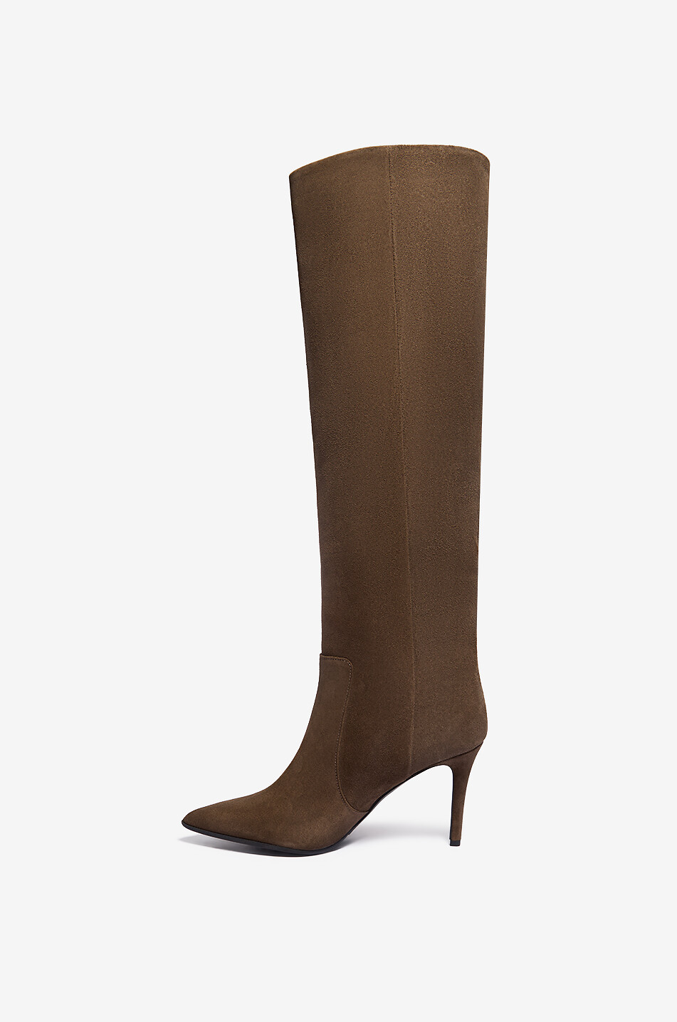 BONGÉNIE Bottes à talon aiguille en daim Nataly Femme KAKI 3