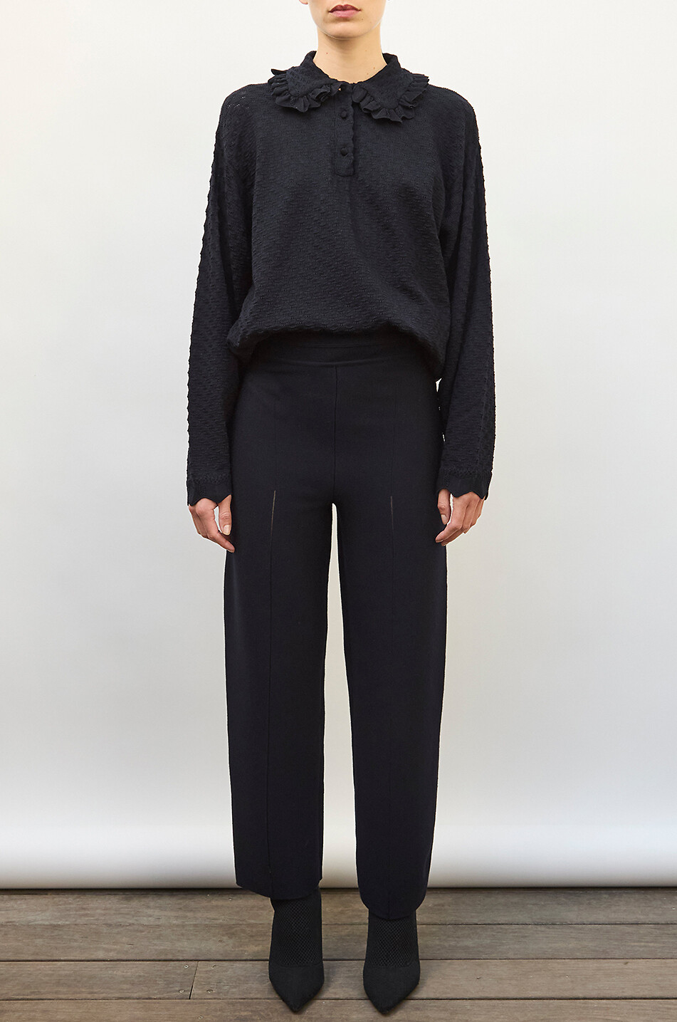 MOLLI Favore high-waisted straight-leg trousers in blended virgin wool Women DARK BLUE 2