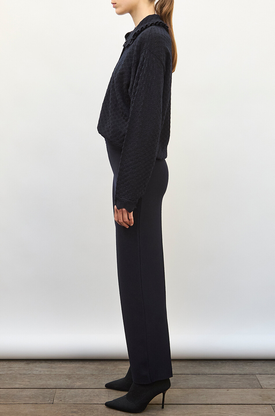 MOLLI Favore high-waisted straight-leg trousers in blended virgin wool Women DARK BLUE 4