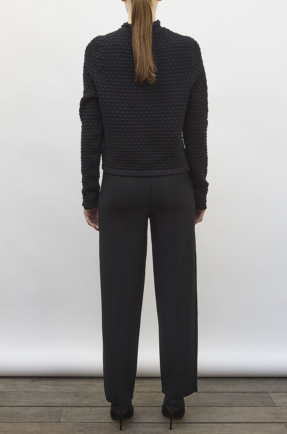 MOLLI Favore high-waisted straight-leg trousers in blended virgin wool Women BLACK 3