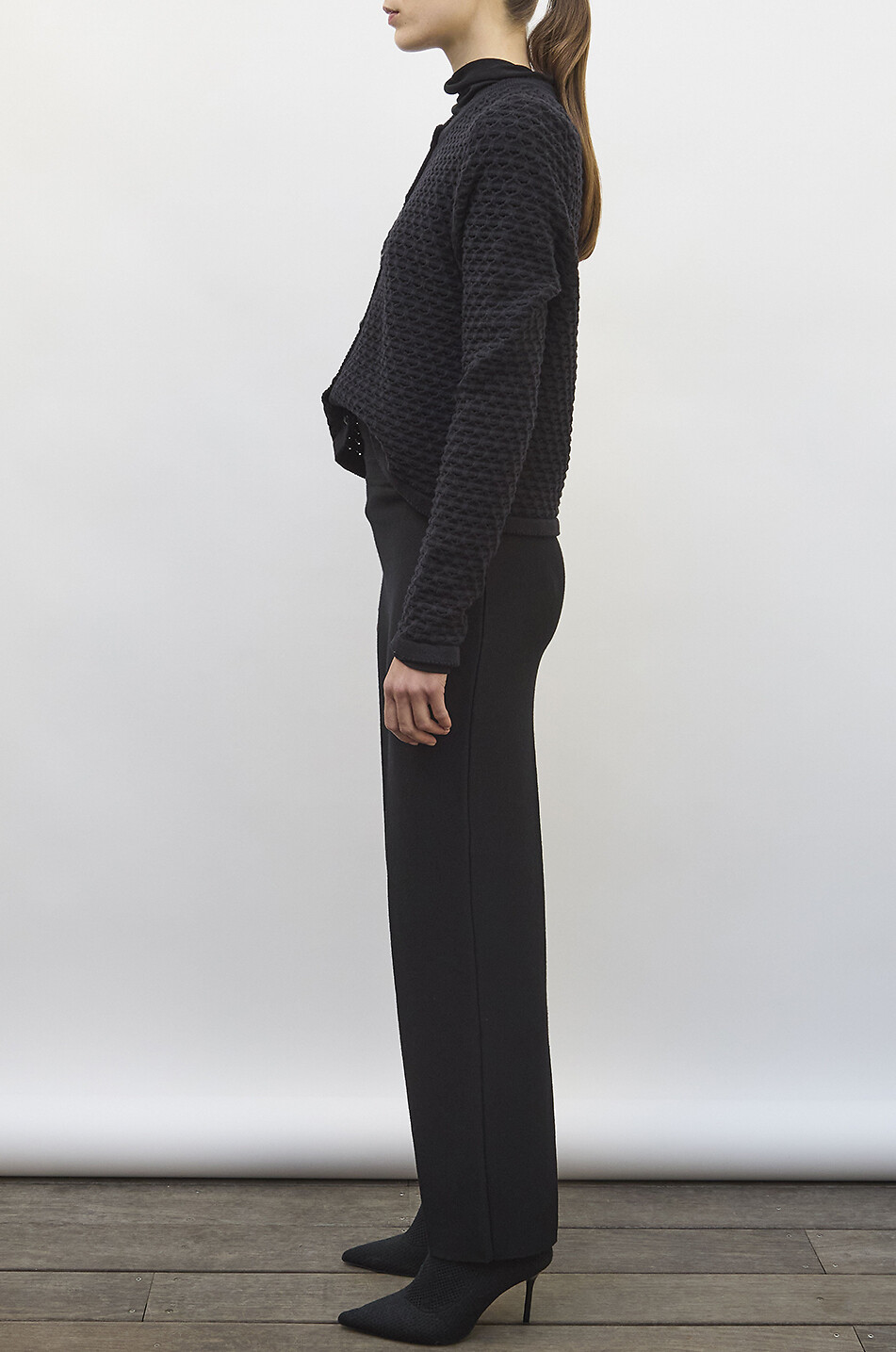MOLLI Favore high-waisted straight-leg trousers in blended virgin wool Women BLACK 4