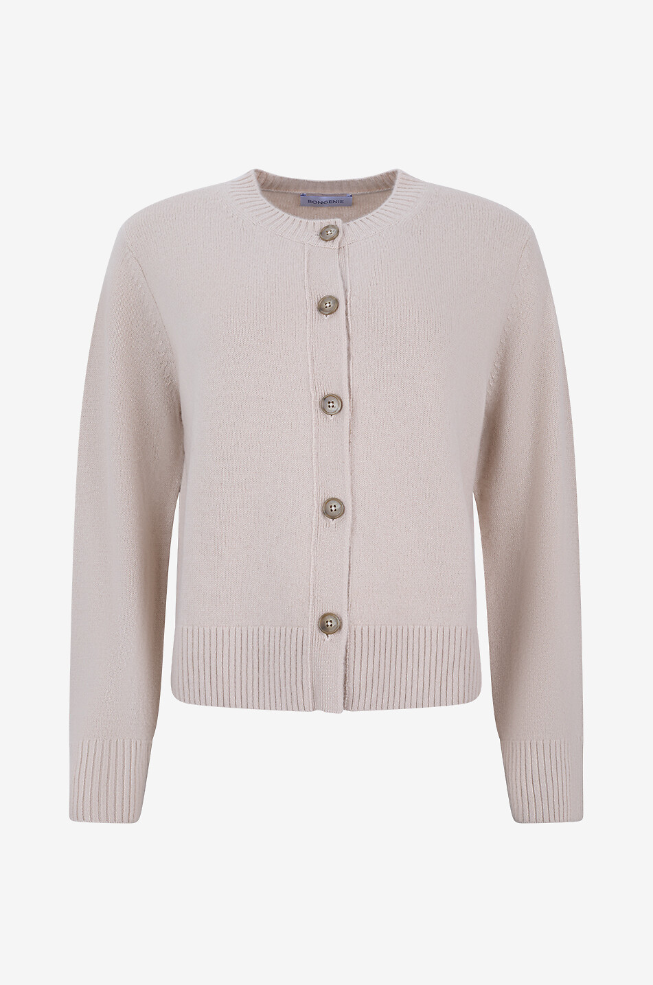 BONGÉNIE Cardigan à col rond en cachemire Femme BEIGE 1
