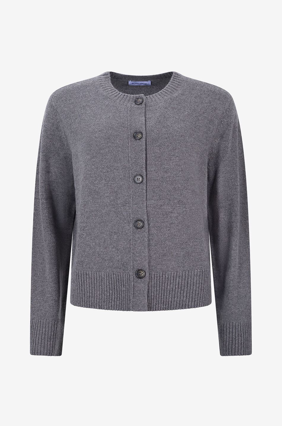 BONGÉNIE Cardigan boutonné à col rond en cachemire Femme GRIS 1