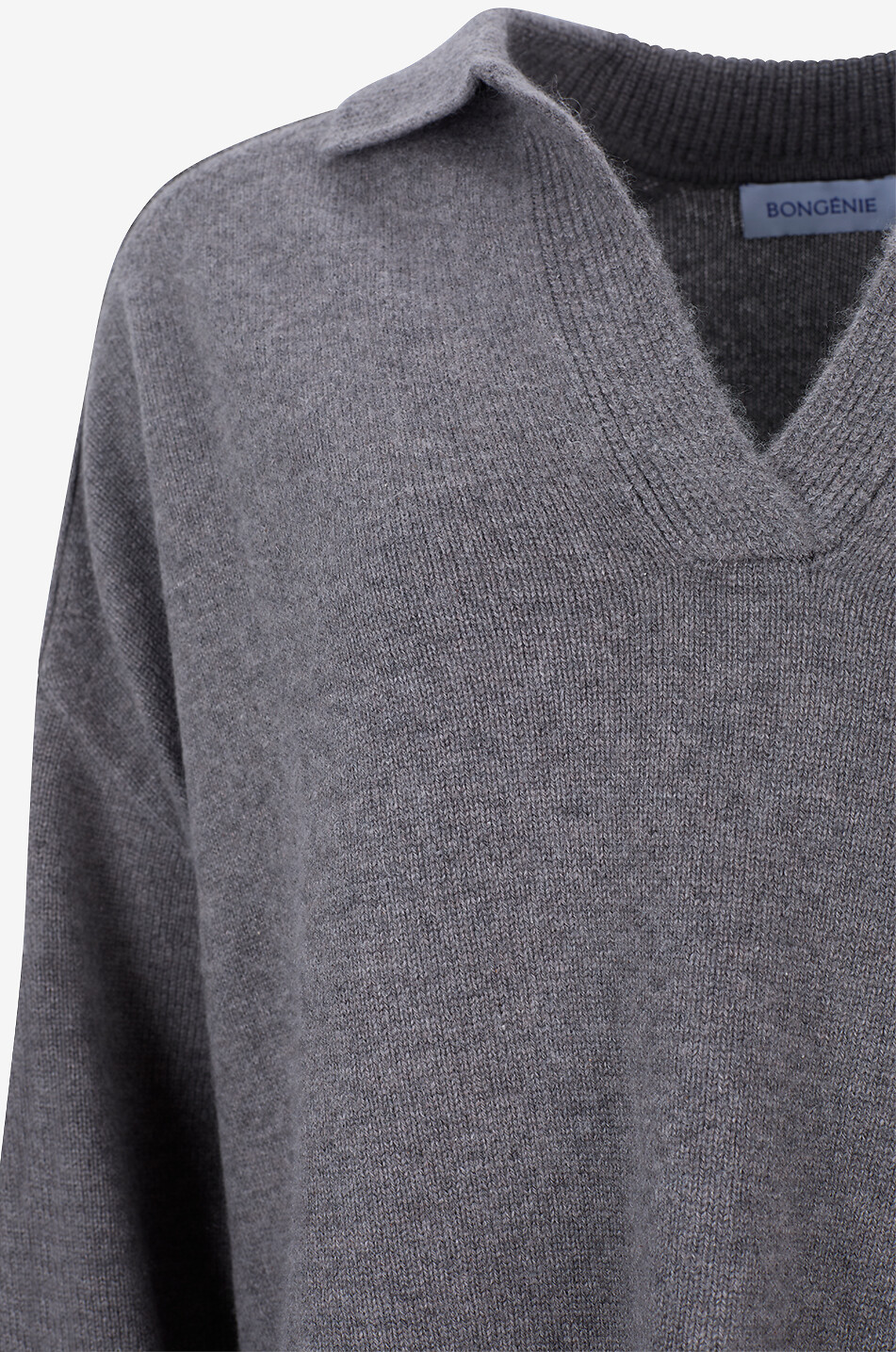 BONGÉNIE Pull à col polo en cachemire Femme GRIS 3