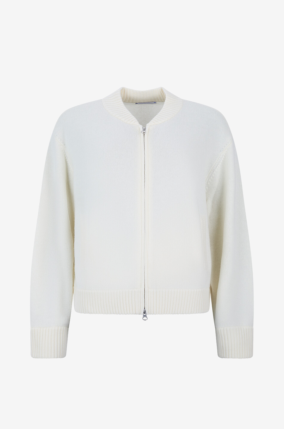 Cardigan mit Reissverschluss und Rundhalsausschnitt aus Wolle und Kaschmir