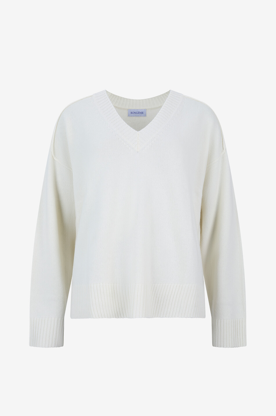 BONGENIE V-neck oversized wool and cashmere jumper Women EGGSHELL 1