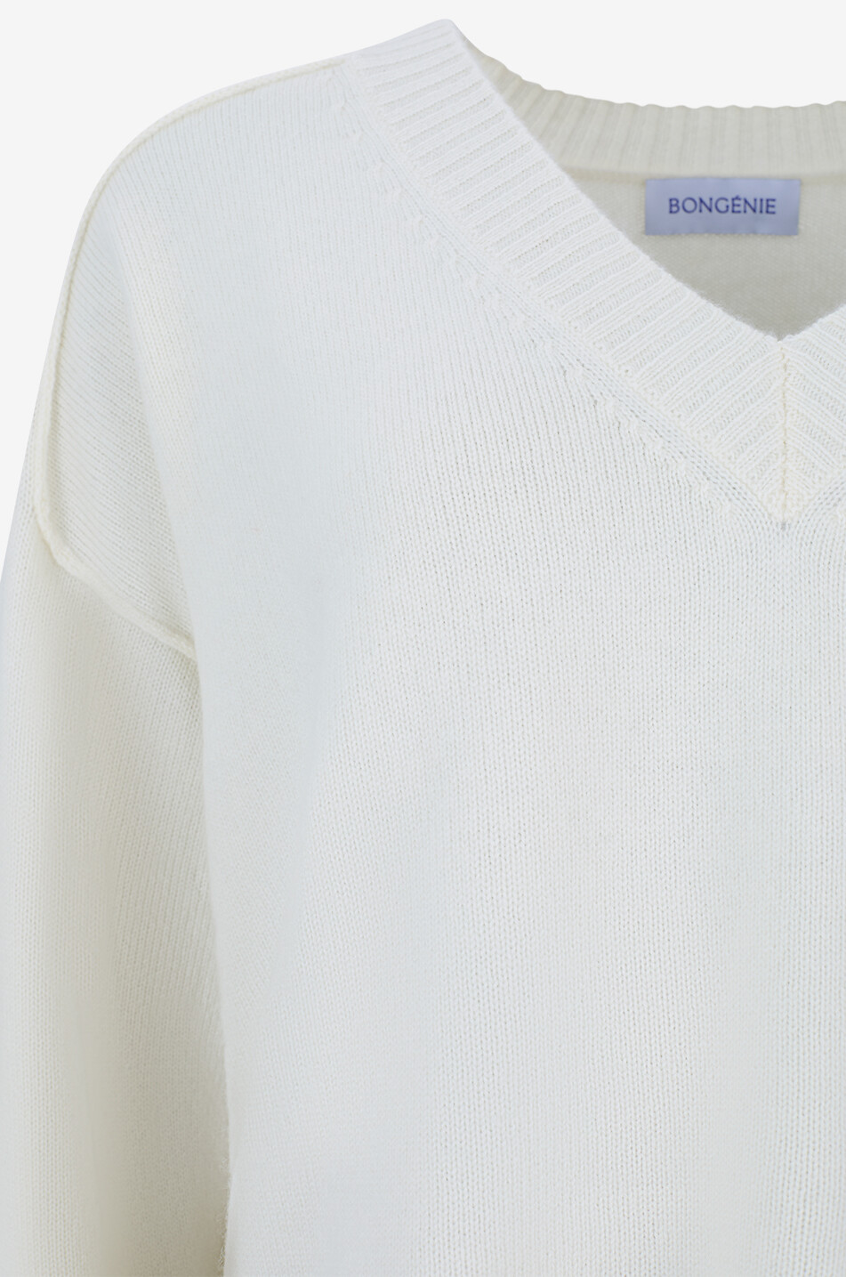 BONGENIE V-neck oversized wool and cashmere jumper Women EGGSHELL 3
