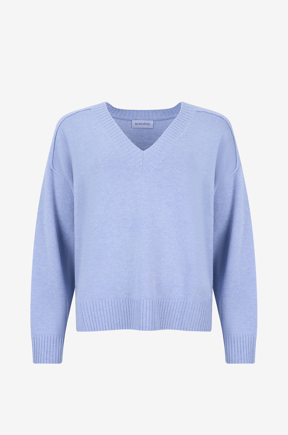 BONGÉNIE Pull à col V ample en laine et cachemire Femme BLEU CLAIR 1