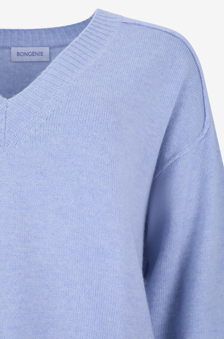 BONGÉNIE Pull à col V ample en laine et cachemire Femme BLEU CLAIR 3