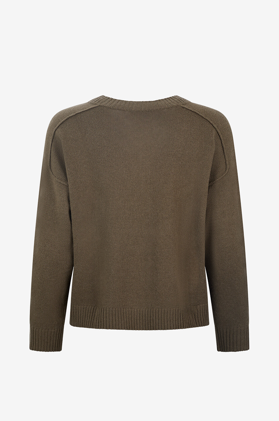 BONGENIE V-neck oversized wool and cashmere jumper Women KHAKI 2