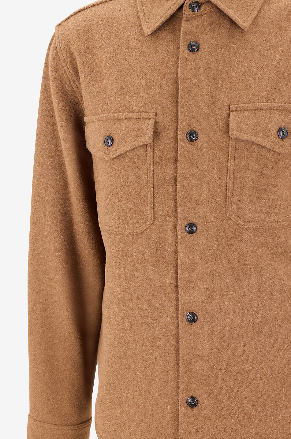 WOOLRICH Chemise à manches longues en flanelle de laine mélangée Homme MARRON FONCÉ 3