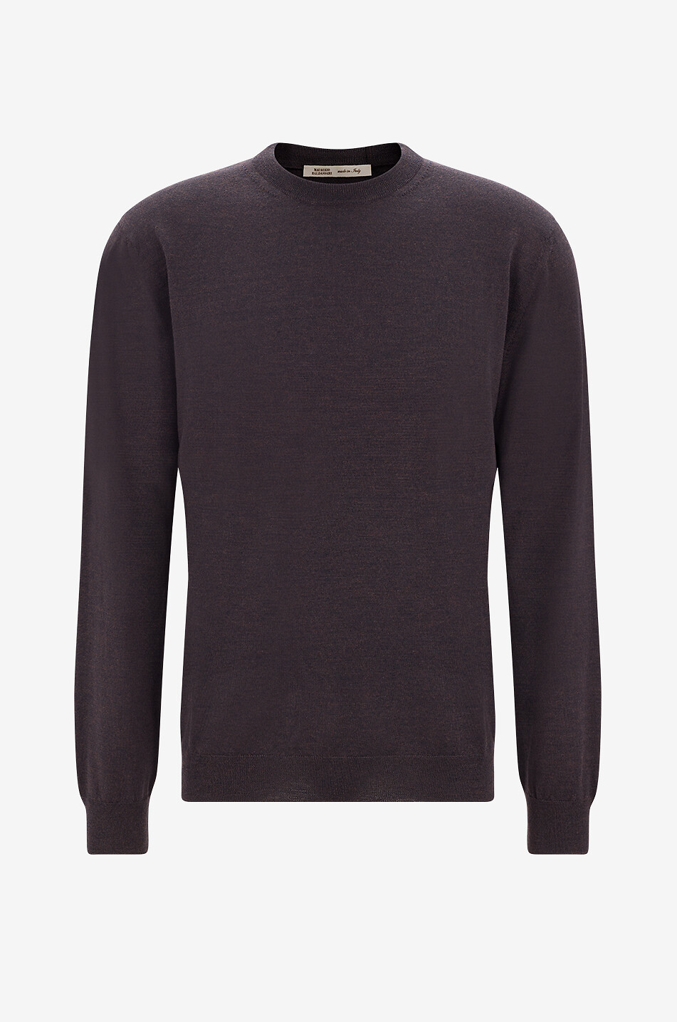 MAURIZIO BALDASSARI Pull à col rond en laine vierge Homme MARRON FONCÉ 1